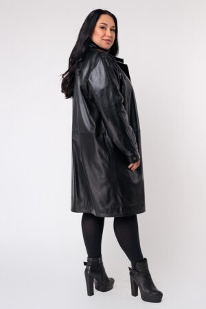 Куртка женская из натуральной кожи черная, модель P-2008