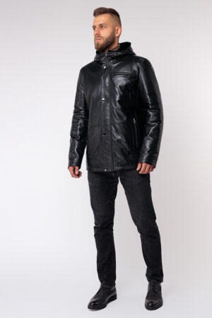 Куртка мужская из натуральной кожи черная, модель 5473/kps