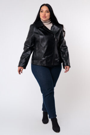 Куртка женская из натуральной кожи черная, модель P-423