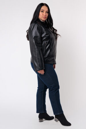 Куртка женская из натуральной кожи черная, модель P-423
