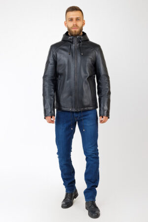 Куртка мужская из натуральной кожи черная, модель 5473/kps