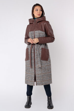 Пальто женское из кашемир бежевое, модель 2071
