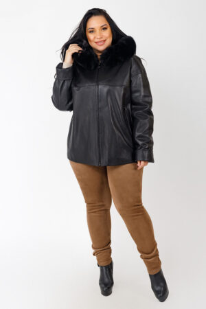 Куртка женская из натуральной кожи черная, модель A003/kps