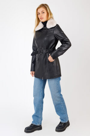Куртка жіноча з натуральної шкіри чорна, модель A091/kps