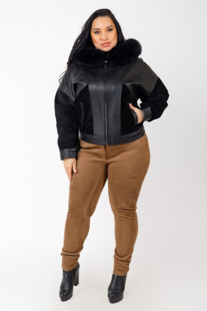 Куртка женская из натуральной кожи черная, модель 9109/kps