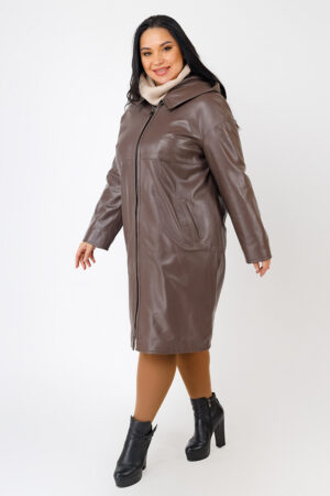 Куртка женская из натуральной кожи капучино, модель P-2048/kps