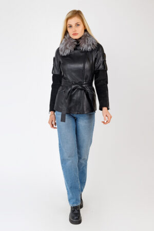Куртка женская из натуральной кожи черная, модель A087-2