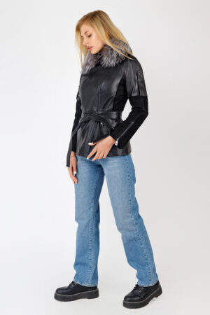 Куртка жіноча з натуральної шкіри чорна, модель A087-2