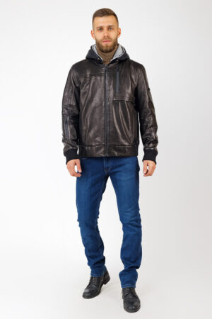 Куртка мужские из натуральных овчин темна-синие, модель E-168