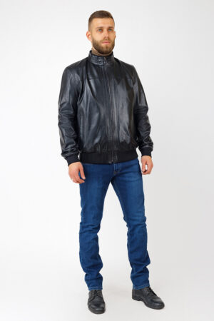 Куртка мужская из натуральной кожи черная, модель Koleg