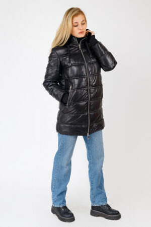 Куртка женская из кожи/venom/рекс черная, модель N-1316/kps