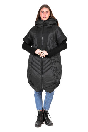 Куртка жіноча з тканини чорна, модель 263/kps