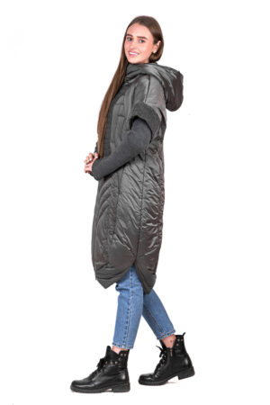 Куртка жіноча з тканини сiра, модель 263/kps