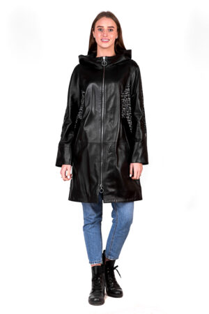 Куртка женская из натуральной кожи черная, модель 143/kps