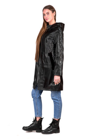 Куртка женская из натуральной кожи черная, модель 143/kps