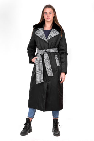 Куртка жіноча з тканини чорний руда, модель K-06/kps