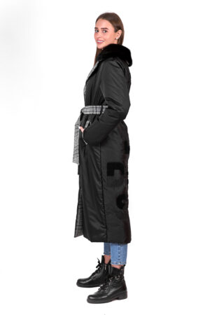 Куртка жіноча з balon/кашемир/норки чорний/сiра, модель 554
