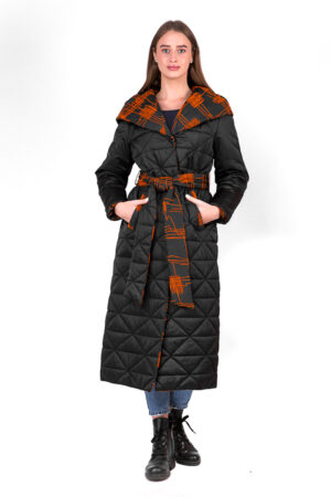 Куртка женские из тканей черные/оранжевые, модель 524/kps
