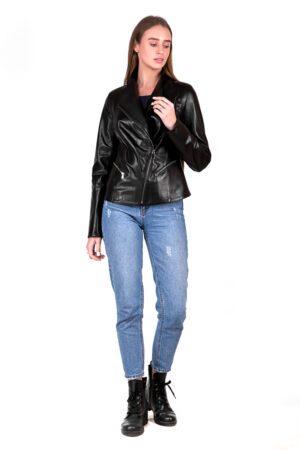 Куртка жіноча з натуральної шкіри чорна, модель Z-1165