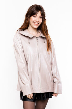 Куртка женская из натуральной кожи бежевая, модель 1440/kps/двухстор
