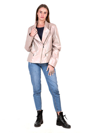 Куртка жіноча з натуральної шкіри бежева, модель Z-9084/kps