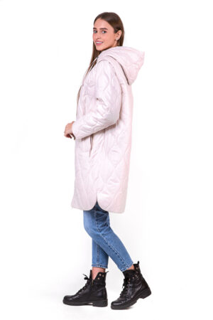 Куртка жіноча з тканини бежева, модель Макси/kps