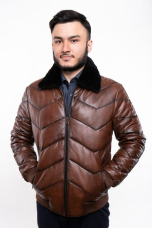 Куртка мужская из кожи/енот/BALON черная, модель 2004/kps