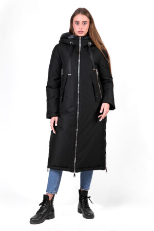 Куртка жіноча з тканини чорний/помаранчева, модель 524/kps