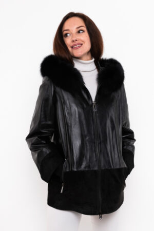 Куртка женская из натуральной кожи черная, модель A017