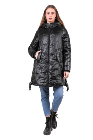 Куртка жіноча з тканини бежева, модель Макси/kps