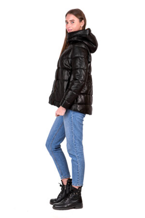 Куртка женская из натуральной кожи черная, модель B-2712/kps