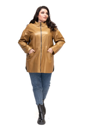 Куртка жіноча з натуральної шкіри жовта, модель 5502