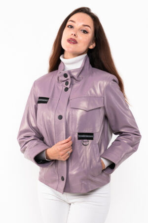Куртка жіноча з натуральної шкіри сиреневый перламутр