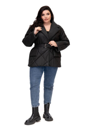 Куртка женская из натуральной кожи черная, модель B-2595-n