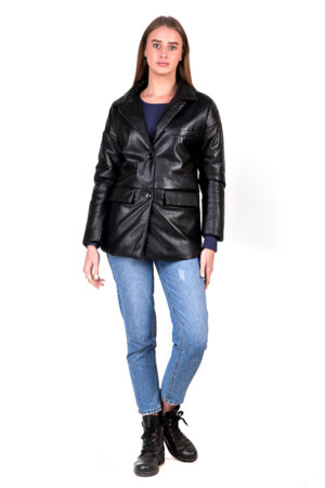 Куртка женская из кожи/jumbo/замш черная, модель 2504