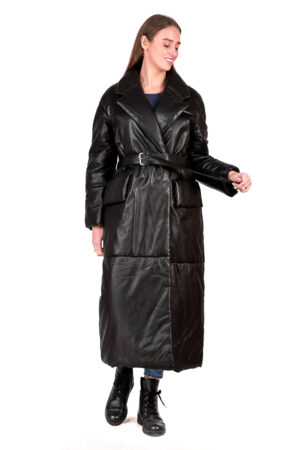 Куртка женская из натуральной кожи черная, модель Puf/kps