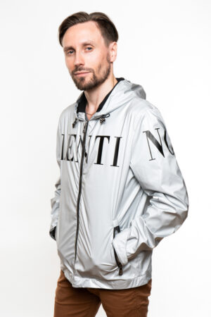 Куртка мужские из тканей серебра, модель 4259/kps