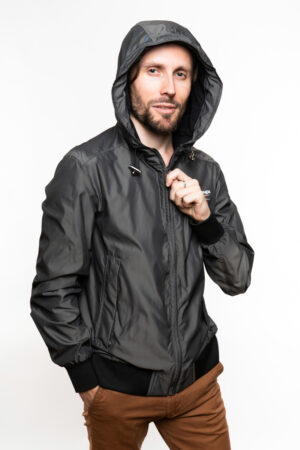Куртка мужские из тканей черные, модель 4293