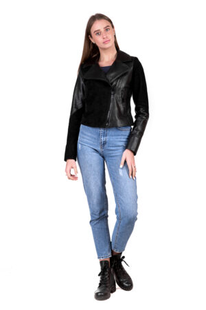 Куртка жіноча з натуральної шкіри чорна, модель B-2553