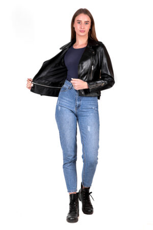 Куртка жіноча з натуральної шкіри чорна, модель K-3