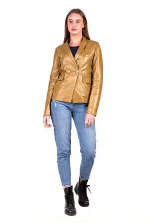 Куртка жіноча з натуральної шкіри песочный перламутр, модель Db-8