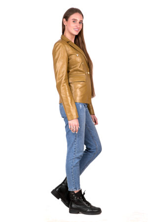 Куртка жіноча з натуральної шкіри пісочна, модель 1277