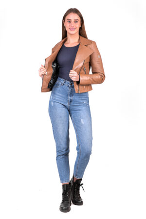 Куртка жіноча з натуральної шкіри бежева, модель 2504