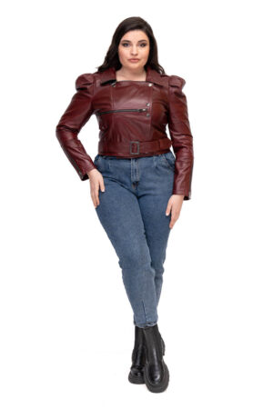Куртка женская из натуральной кожи бордо, модель Db-30
