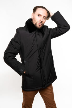 Куртка мужские из тканей черные, модель 4293
