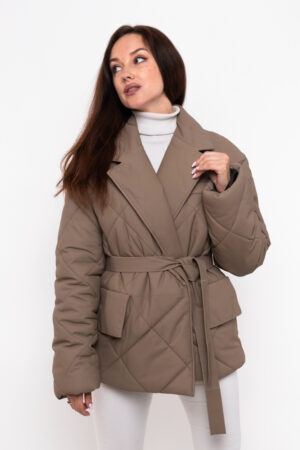 Куртка женская из натуральной кожи темно-бежевая, модель B-2595-n