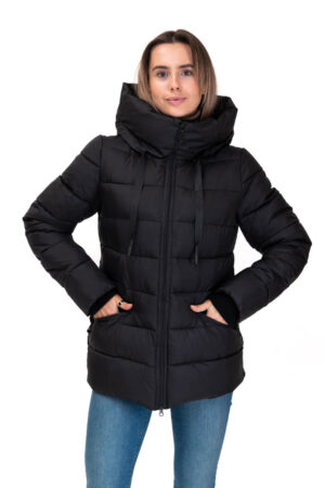 Куртка жіноча з balon/биопух чорна, модель П-863/kps
