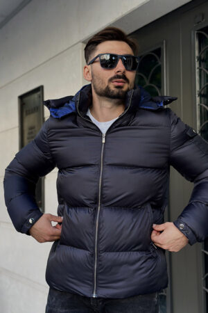 Куртка чоловіча з тканини темно-синя, модель 019/kps