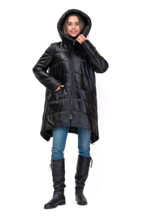 Куртка жіноча з натуральної шкіри чорна, модель B-2591