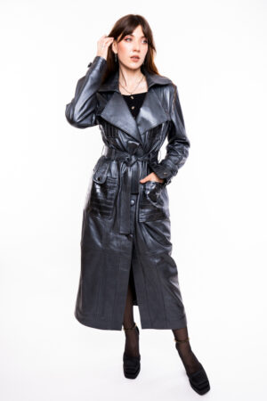 Куртка жіноча з натуральної шкіри чорна, модель K-35